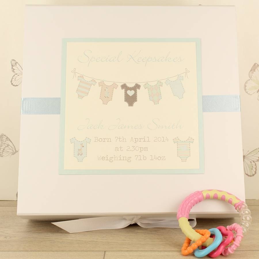 personalised baby grow keepsake box by dreams to reality design ltd