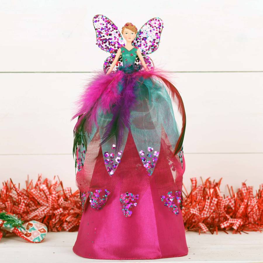 pink peacock christmas angel tree topper by red berry apple