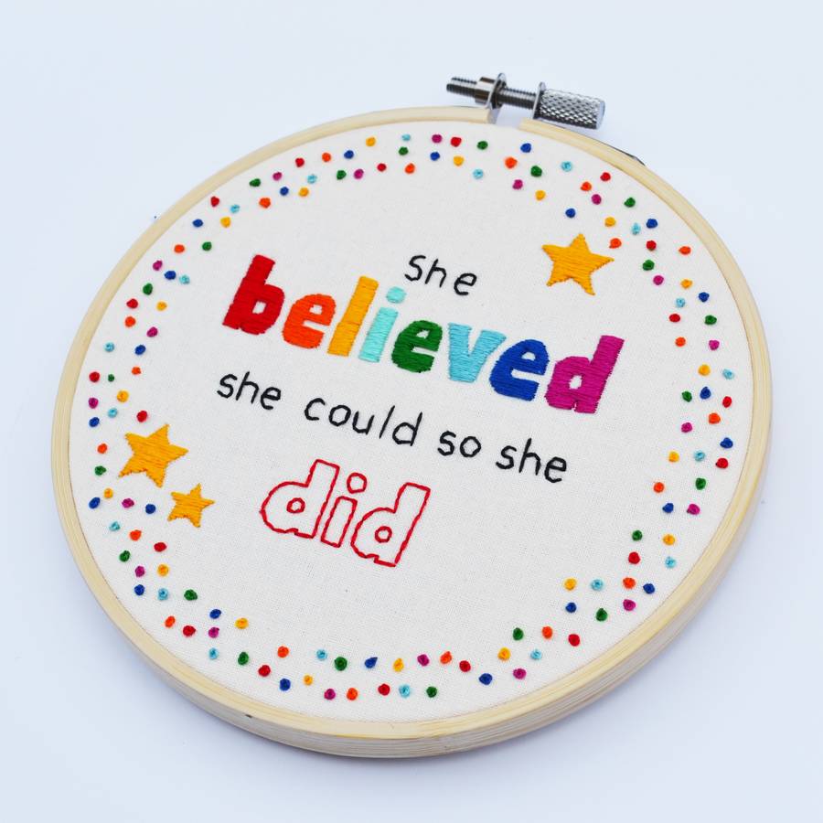 inspirational quote hoop art 'she believed she could' by pixiecraft