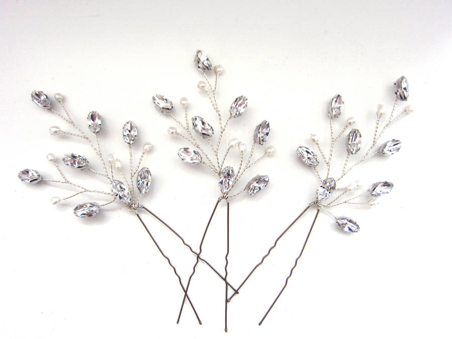 Large Swarovski Crystal Wedding Hair Pins Set Maisie By Debbie Carlisle