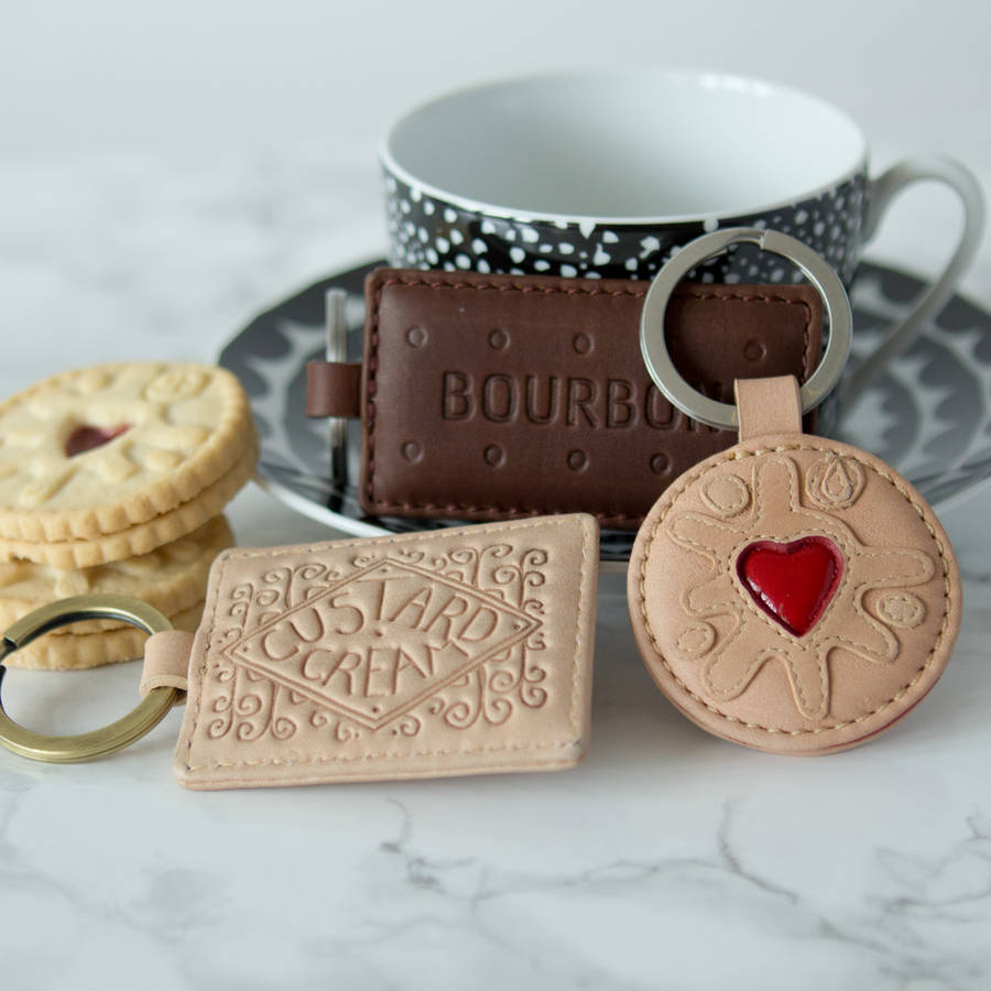 leather biscuit keyring by berylune