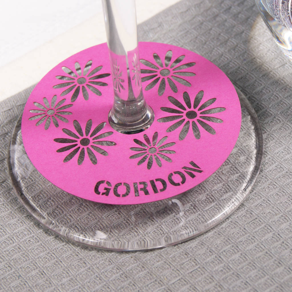 personalised floral wine glass name place card by urban twist