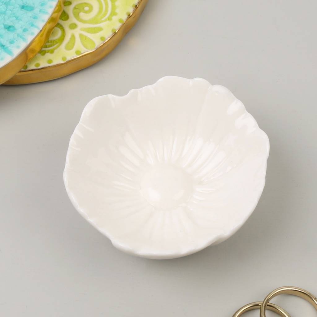 ceramic flower trinket dish by lisa angel