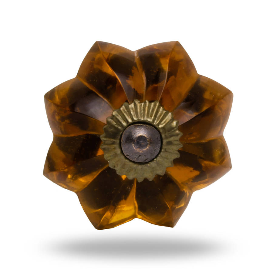 glass melon door knob small with antique fittings by trincaferro