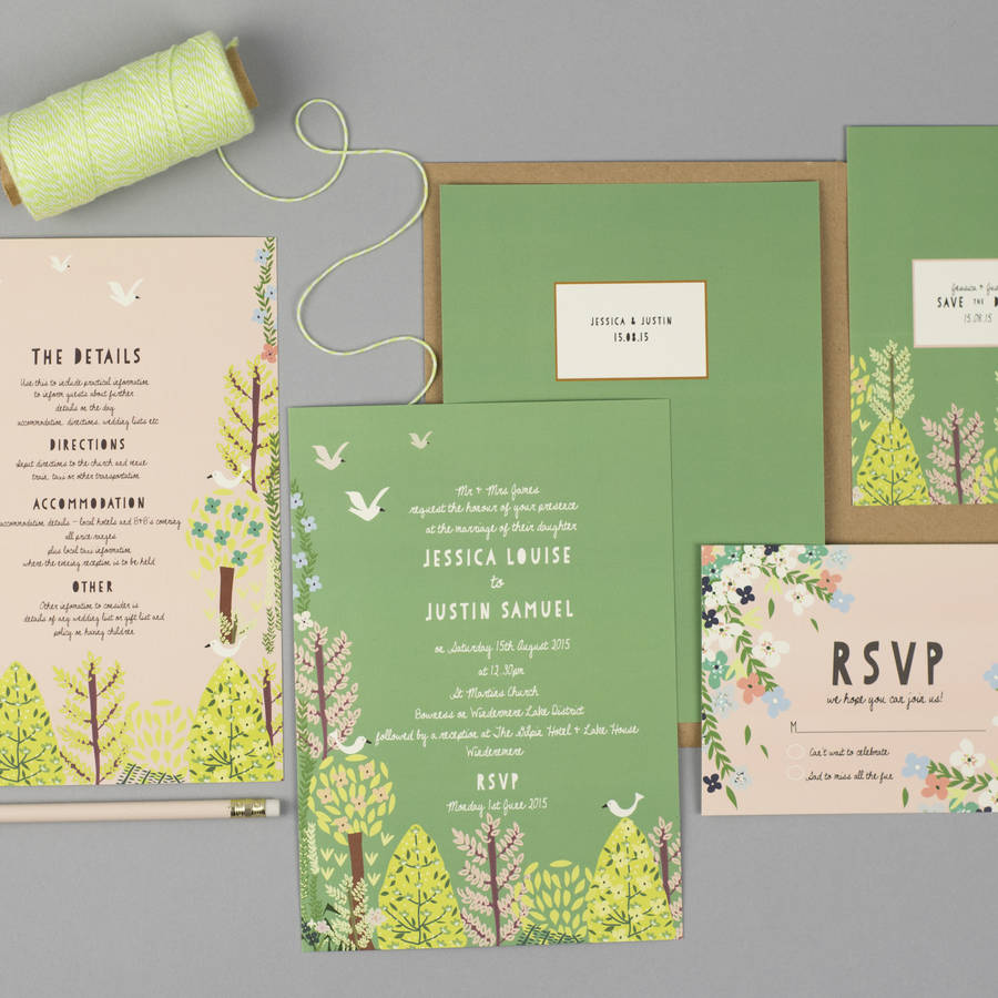 Wedding Invitation Set Gangcraft Net Woodland Wedding Invitation Set By Geri Loves Emi Paper Co Invitations