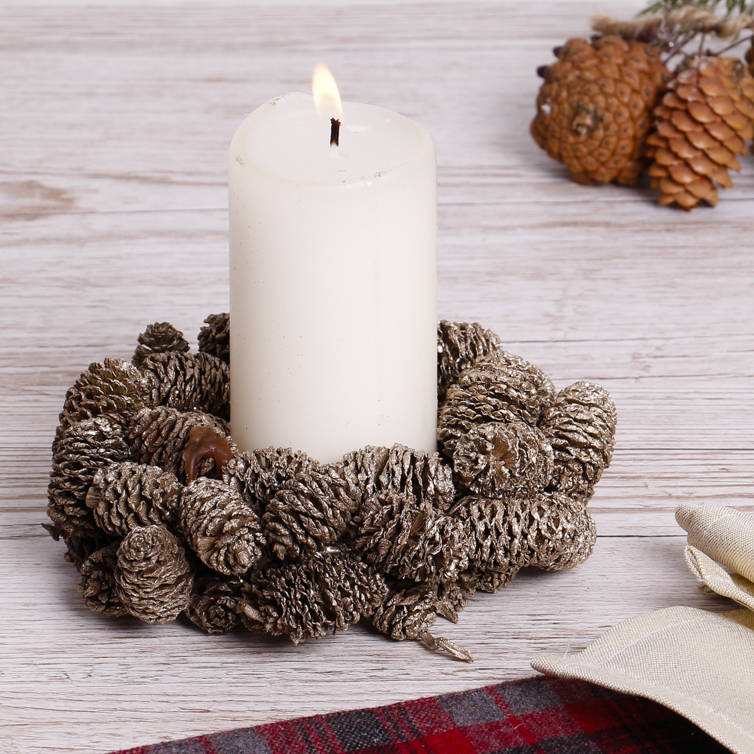 natural pine cone candle ring wreath by dibor