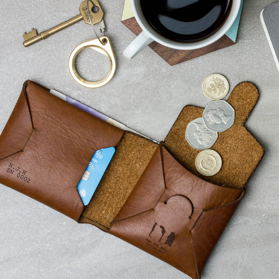 personalised origami leather wallet with coin purse by man gun bear | www.semadata.org