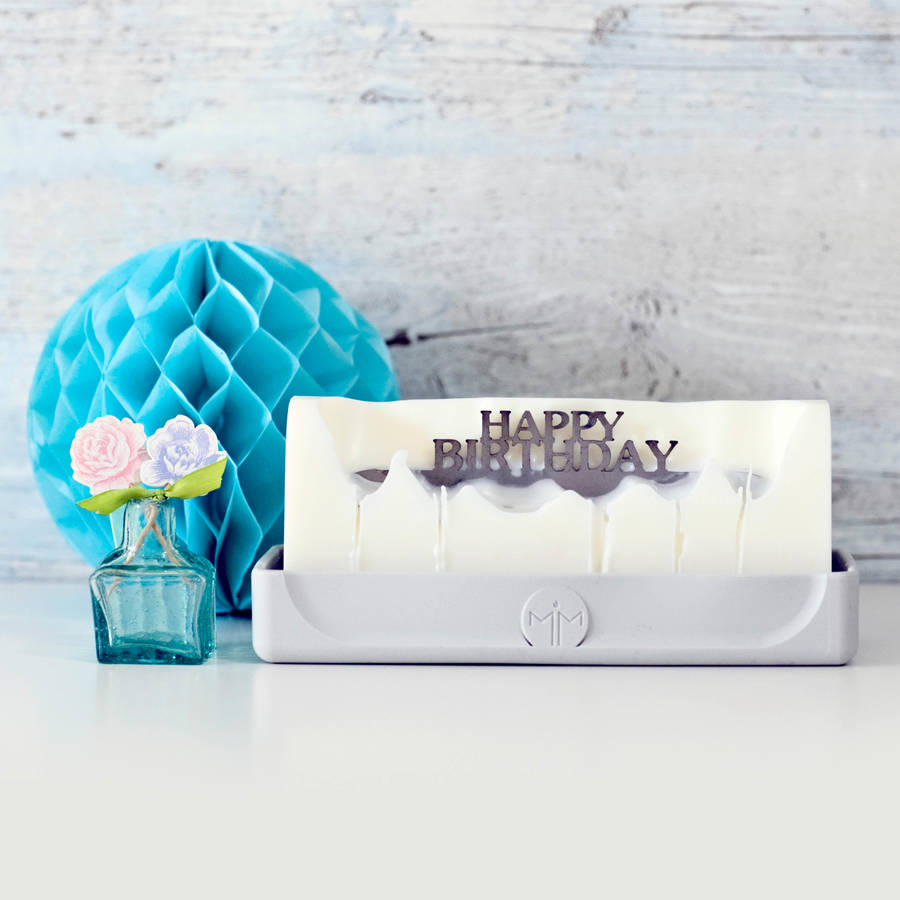 'happy birthday' hidden message candle by melting messages