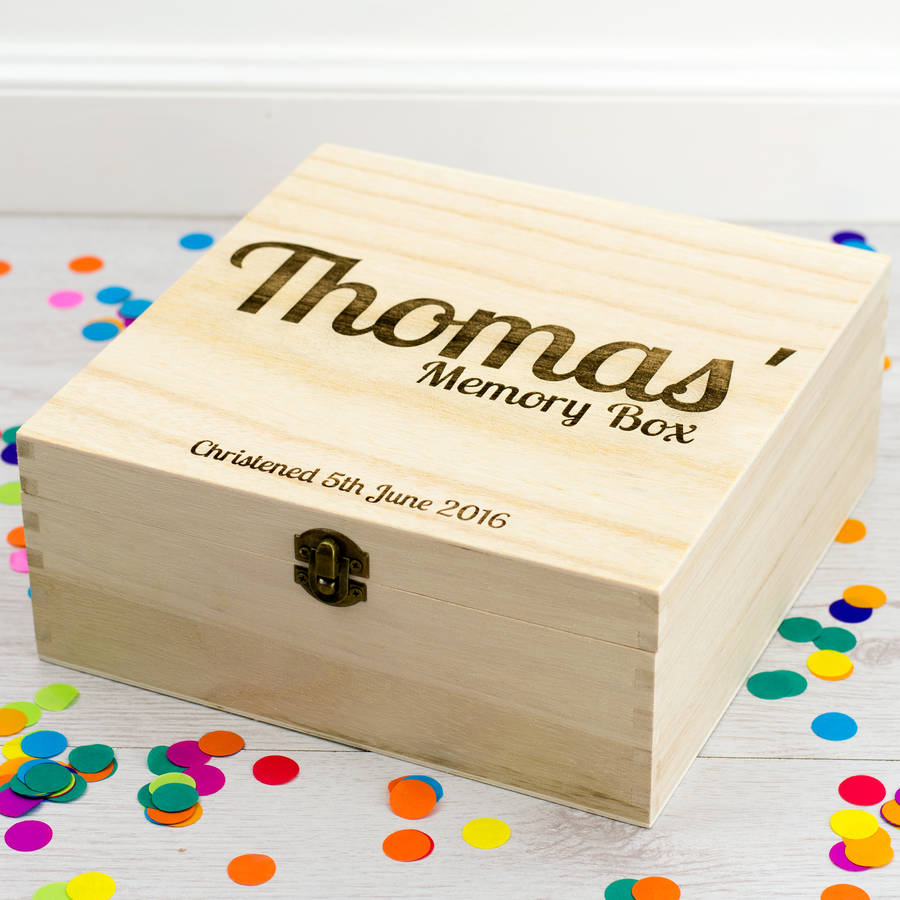personalised christening wooden keepsake box by mirrorin