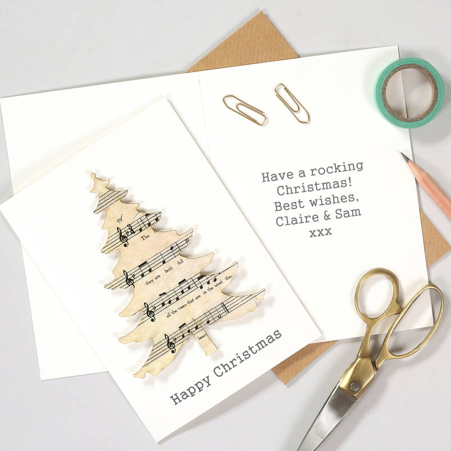 personalised music lovers christmas tree card by bombus