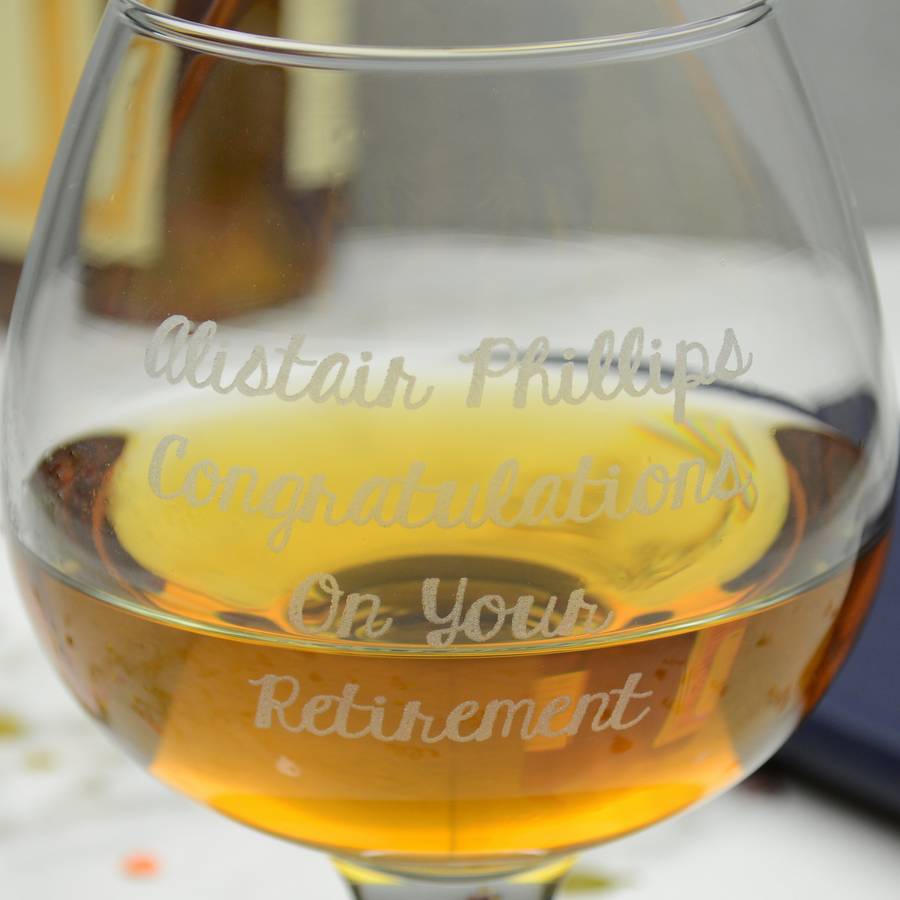 Happy Retirement Personalised Brandy Glass By Chalk And Cheese