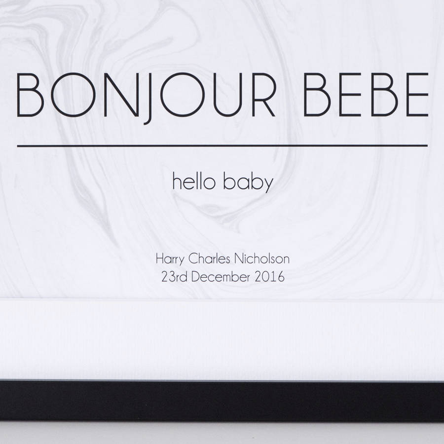 personalised 'bonjour bebe' hello baby marble print by jin.b ...
