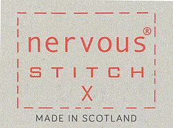 Nervous stitch coloured logo, made in scotland