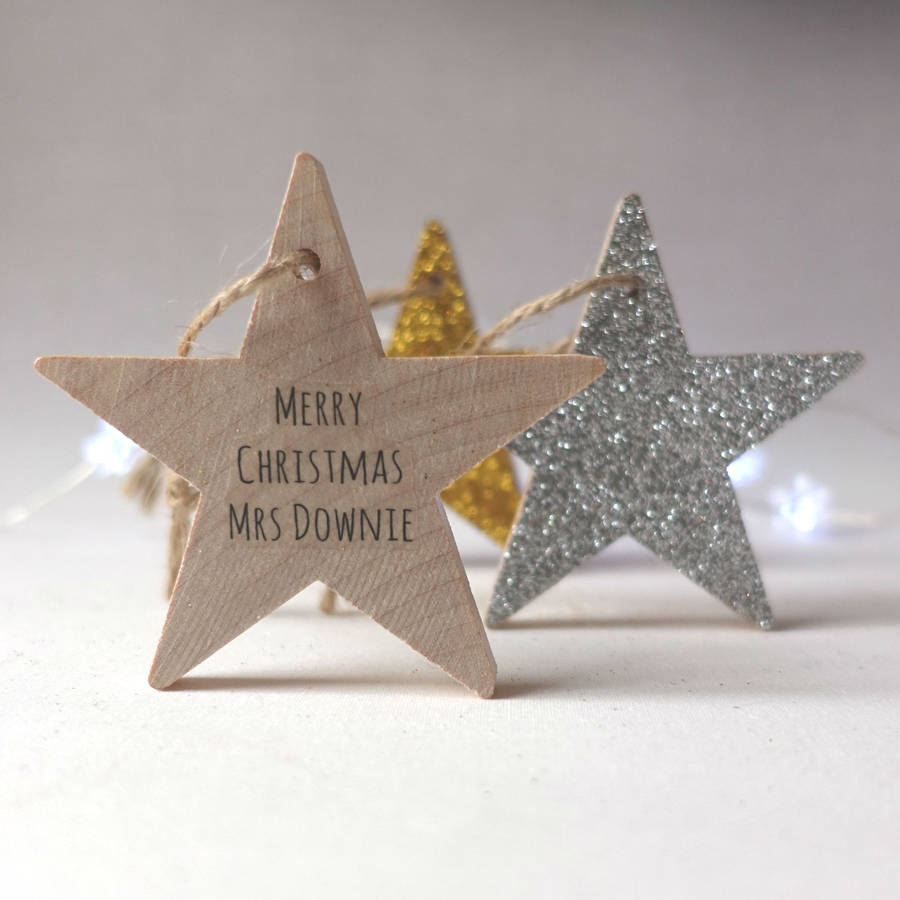 personalised hanging christmas star decoration by creative and