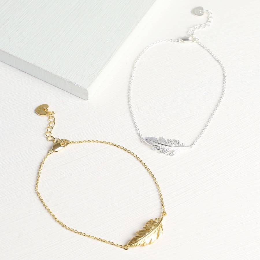 personalised feather bracelet by lisa angel