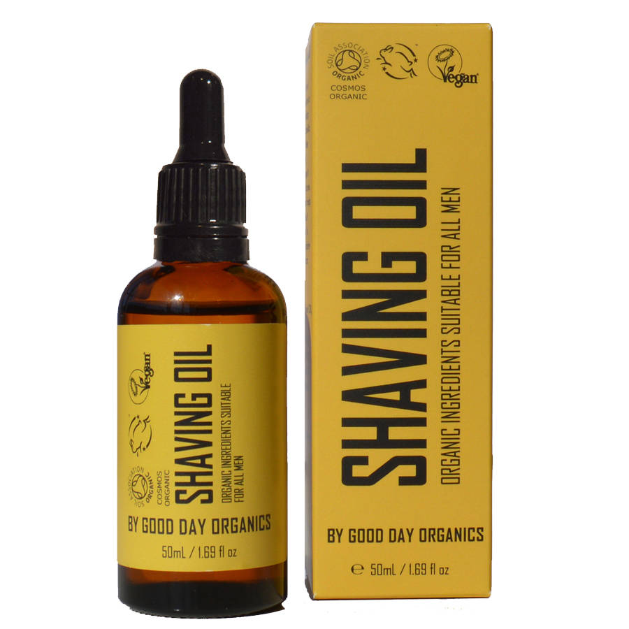 men's organic shaving oil and moisturiser set by good day organics