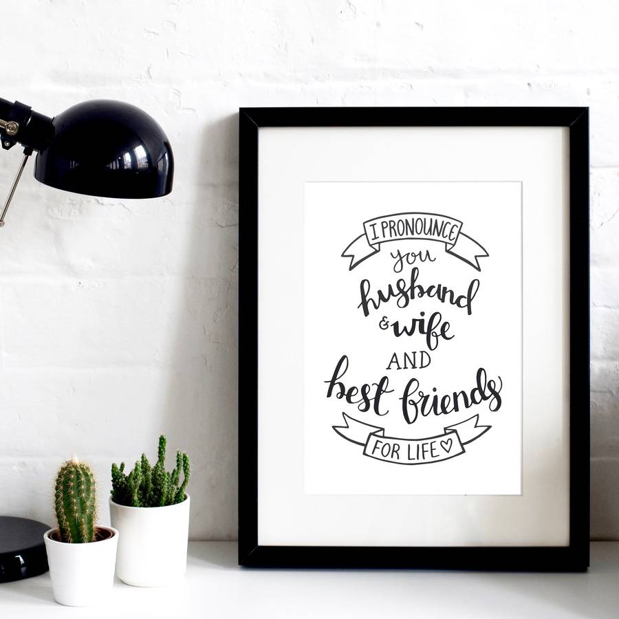 'pronounce you husband and wife' wedding print by izzy & pop