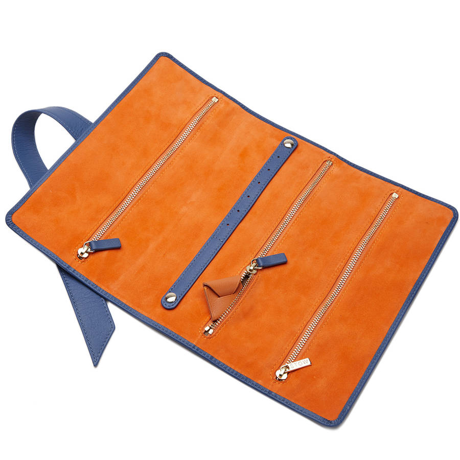 leather jewellery roll for travel by stow
