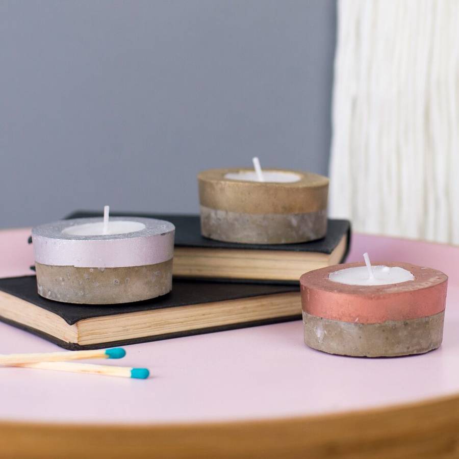 concrete tea light holders by bells and whistles make