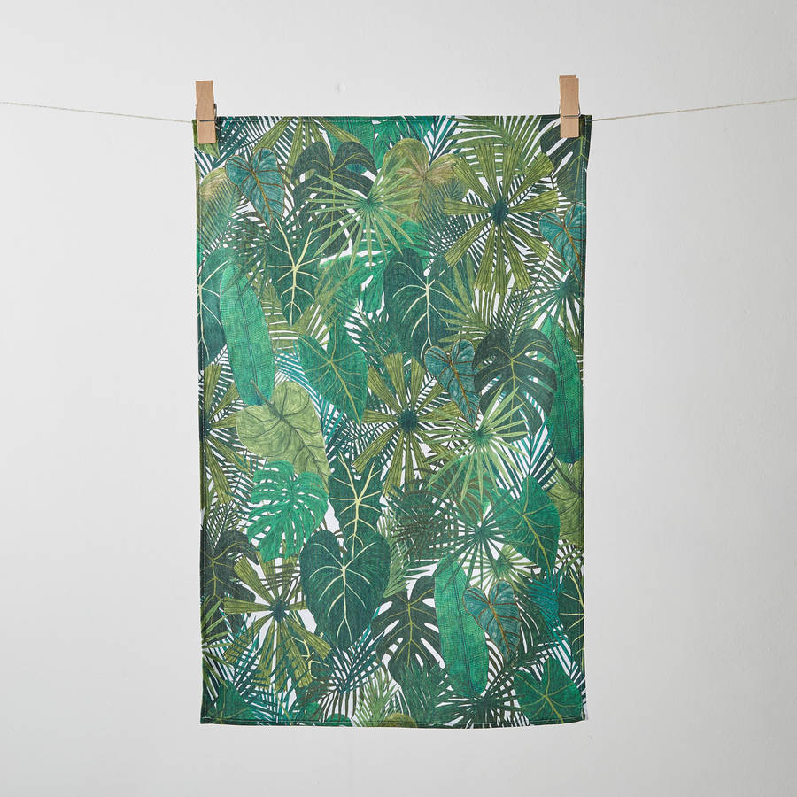 botanical plant tea towel by james barker