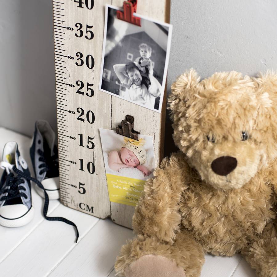 wooden ruler photo holder by the orchard