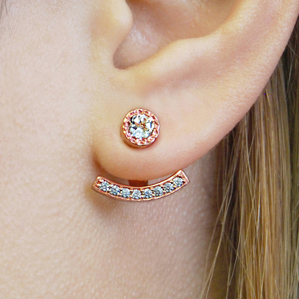 rose gold and topaz ear jacket earrings by embers gemstone jewellery