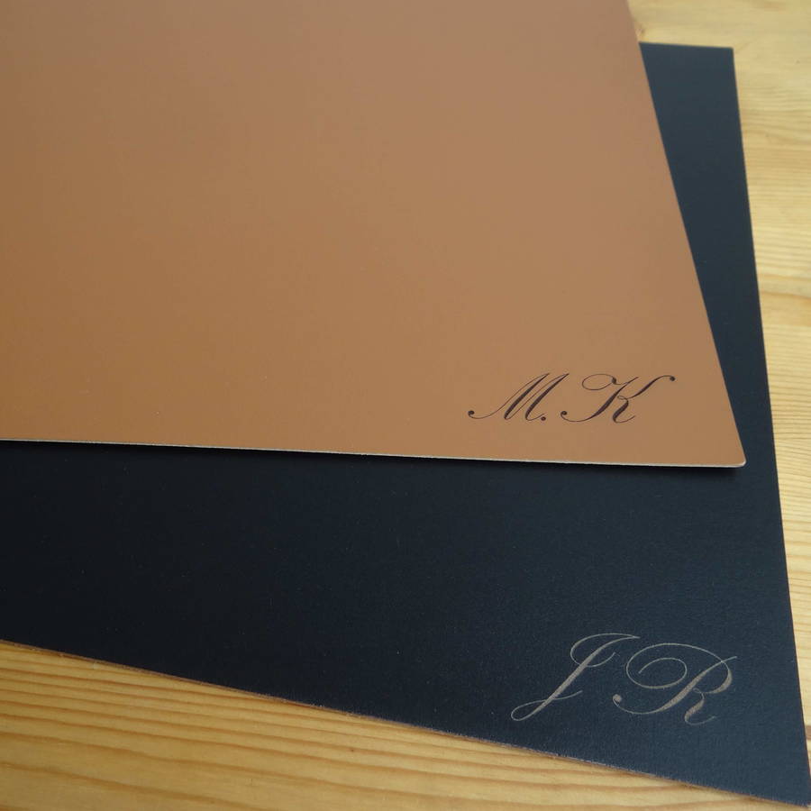 personalised leather placemats by artbox
