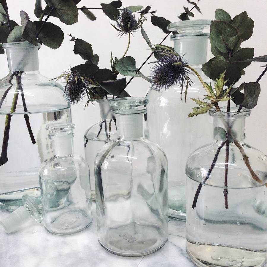 apothecary glass bottles by sort cement