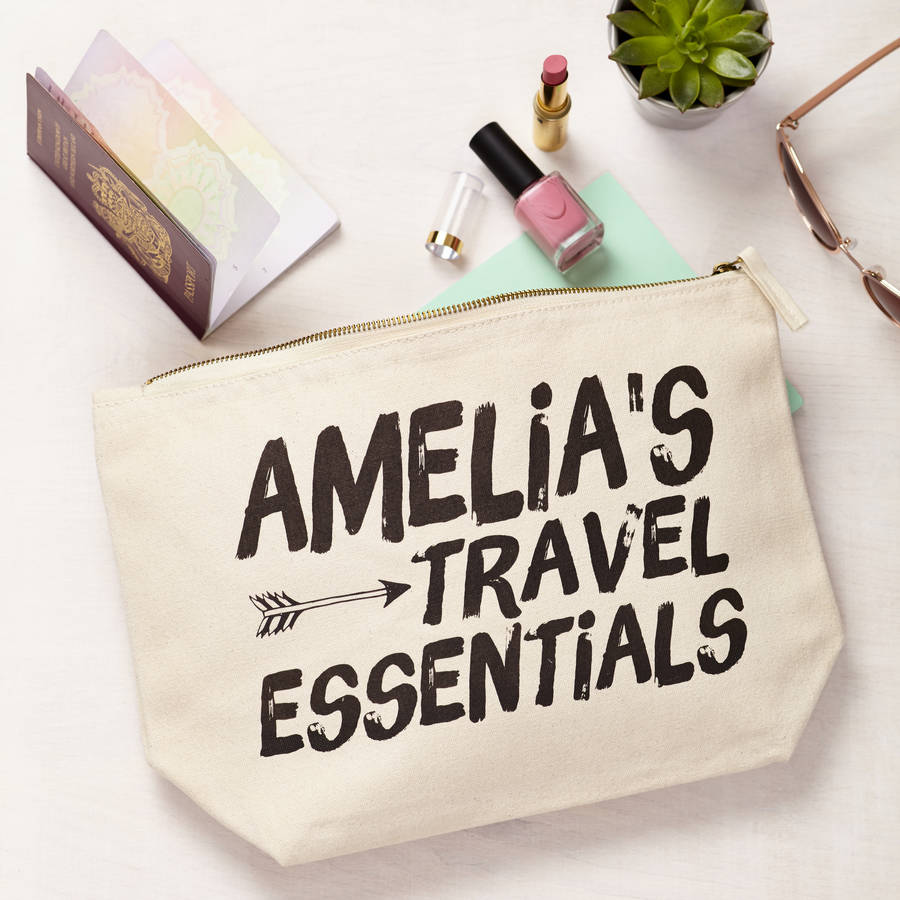 travel essentials personalised pouch by tillyanna