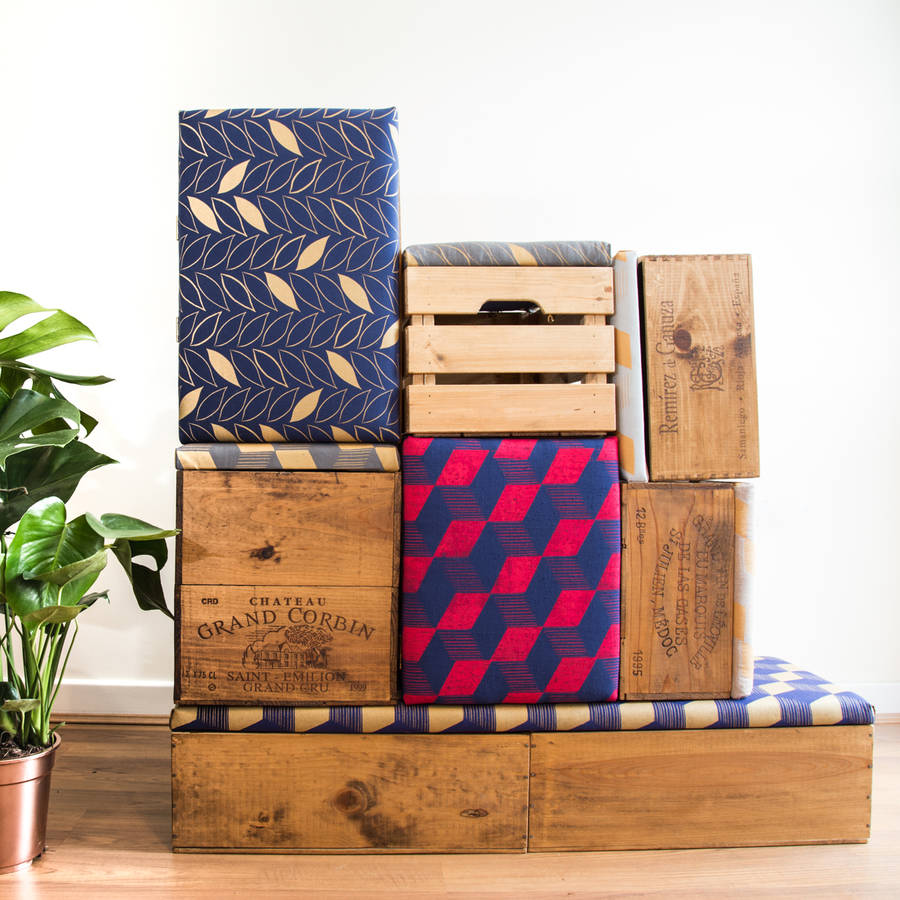 wine crate ottoman storage box by made anew