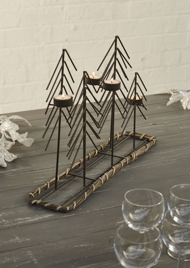 metal trees four cup t light holder by lime lace