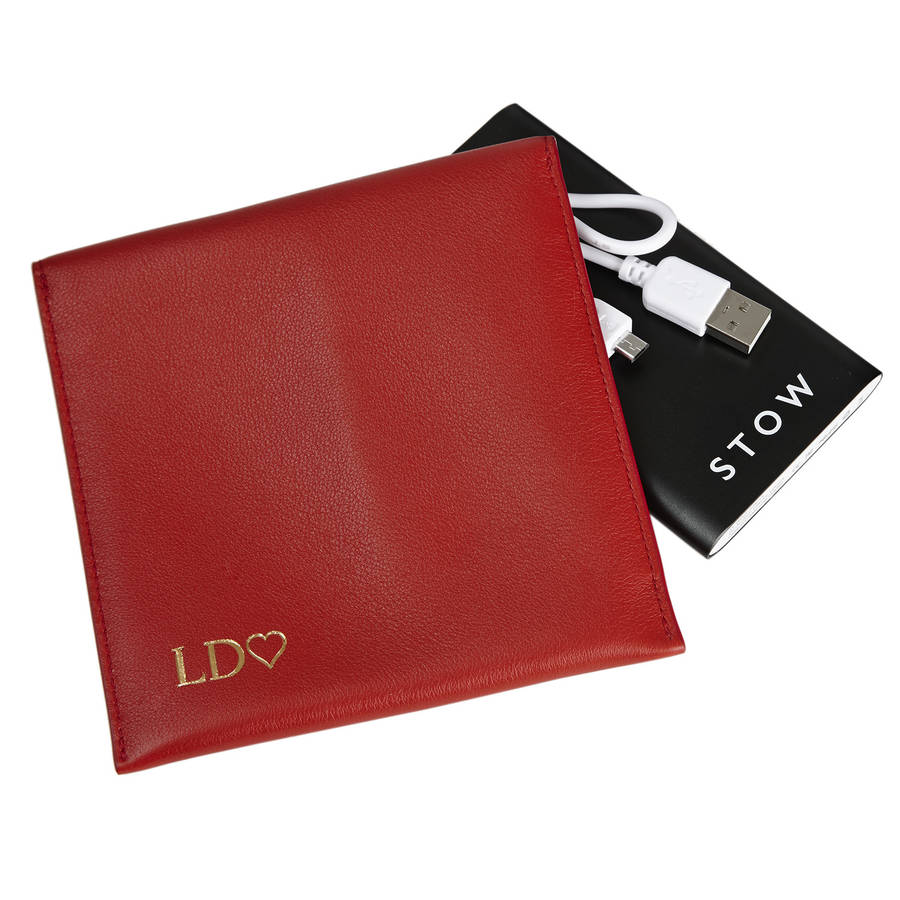 leather pouch with travel phone charger by stow