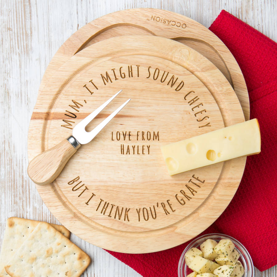 Personalised Cheese Board Pun Personalised Gift For Mum By Dust And 