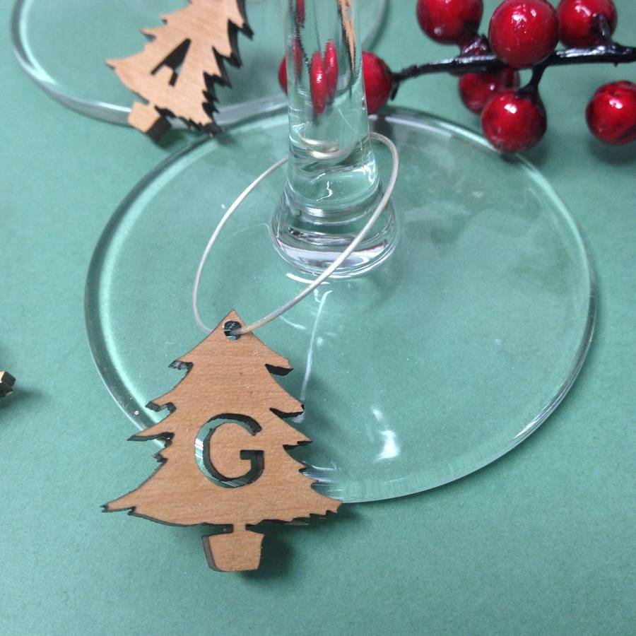 personalised initial letter wine glass charms by hickory dickory