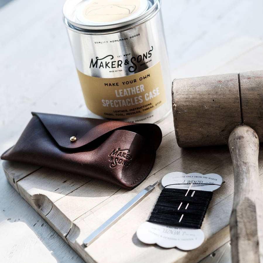 diy leather spectacles case kit by men's society