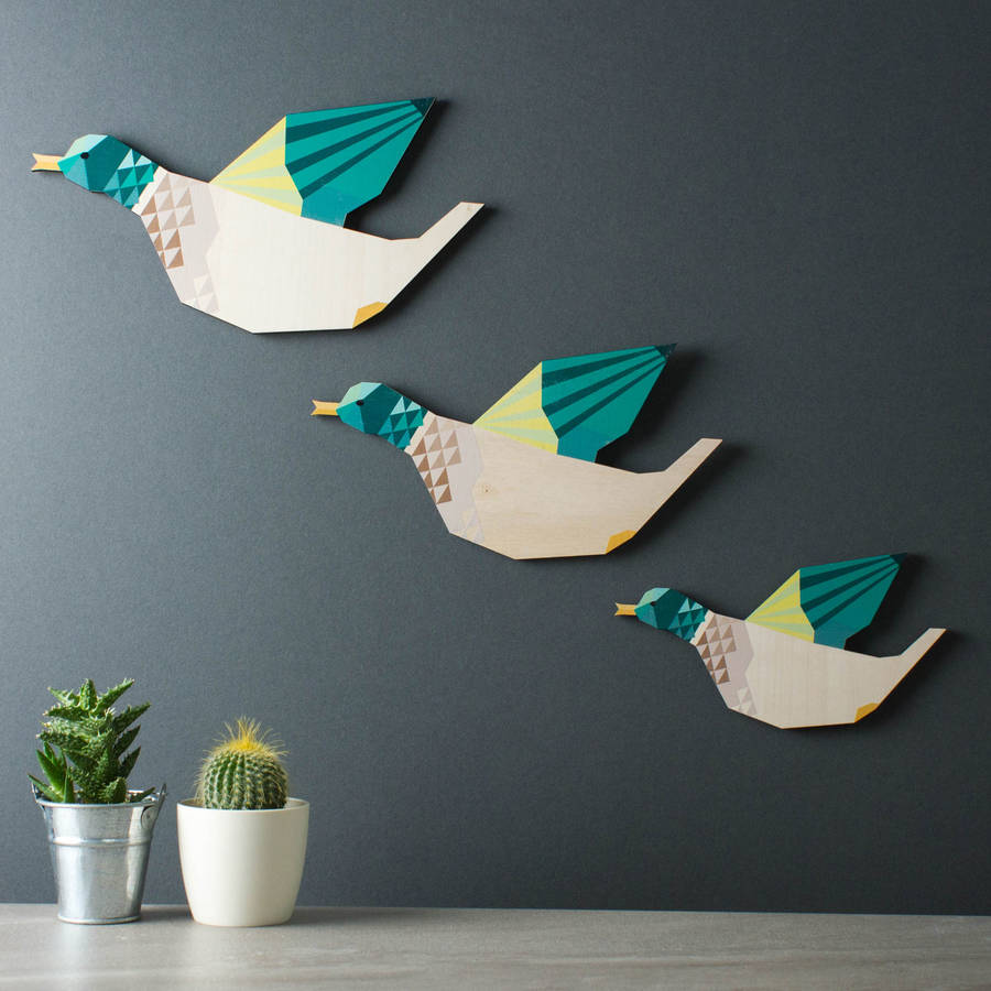 wooden wall ducks geometric set by create gift love