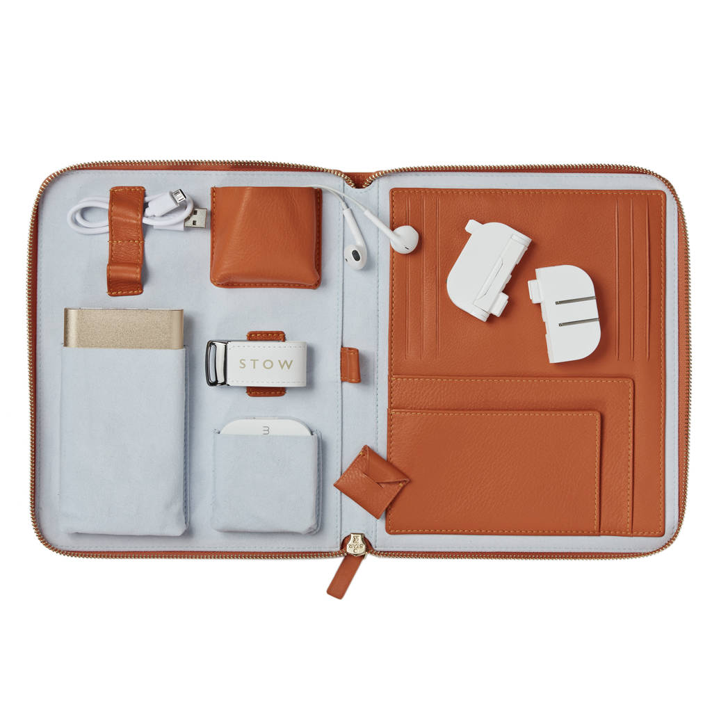 Personalised Luxury Leather Travel Tech Case For Her By Stow 