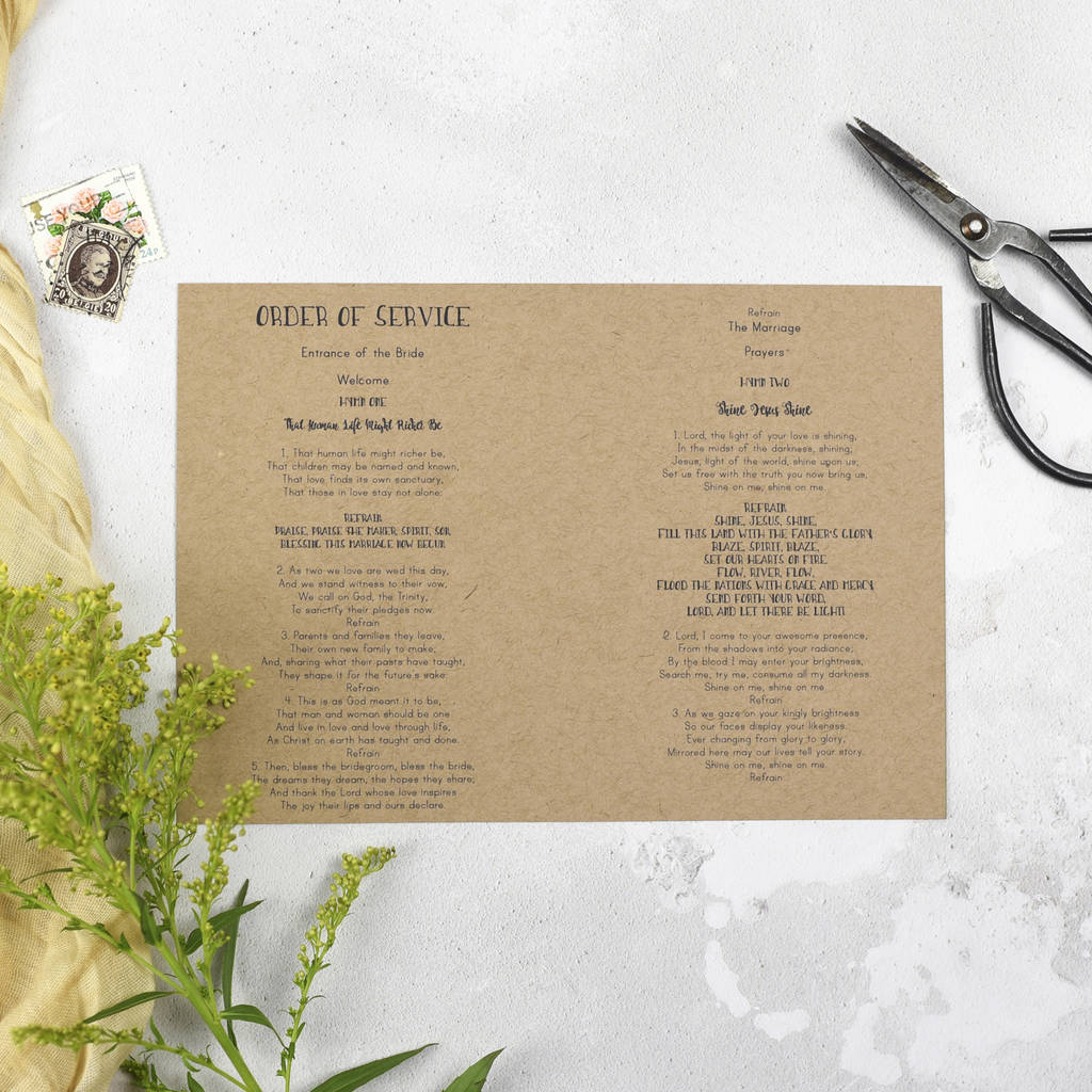 'wildflower' order of service by julia eastwood