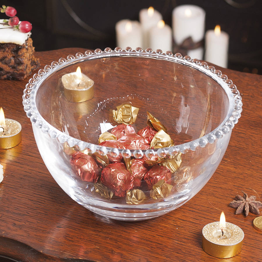 glass bowl with beaded edges by dibor