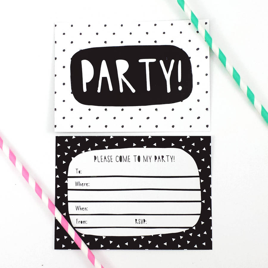 black and white party invitations by of life & lemons