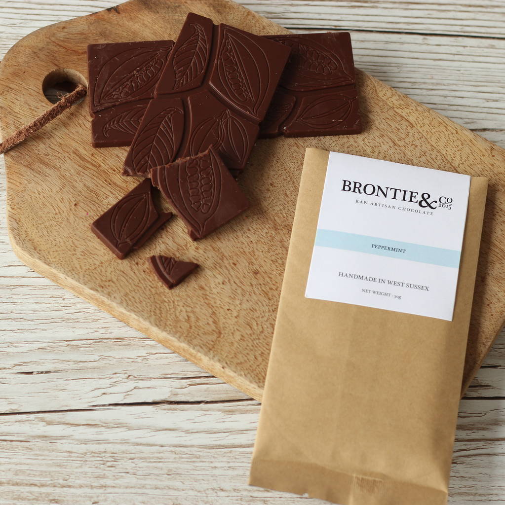 single origin peppermint vegan chocolate bars by brontie & co
