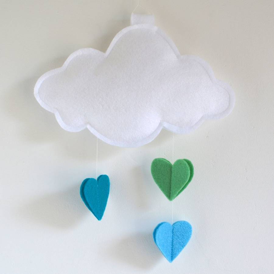 cloud baby mobile with hearts by littlenestbox