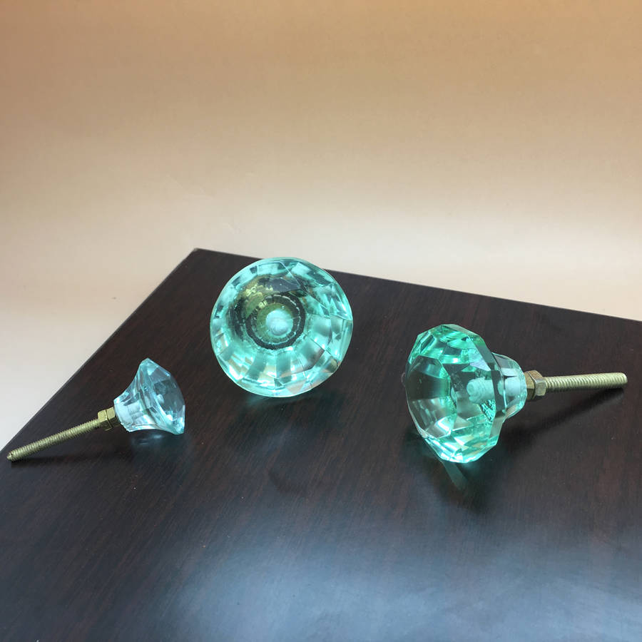 turquoise faceted glass cupboard door knobs drawer pull by ceramic door