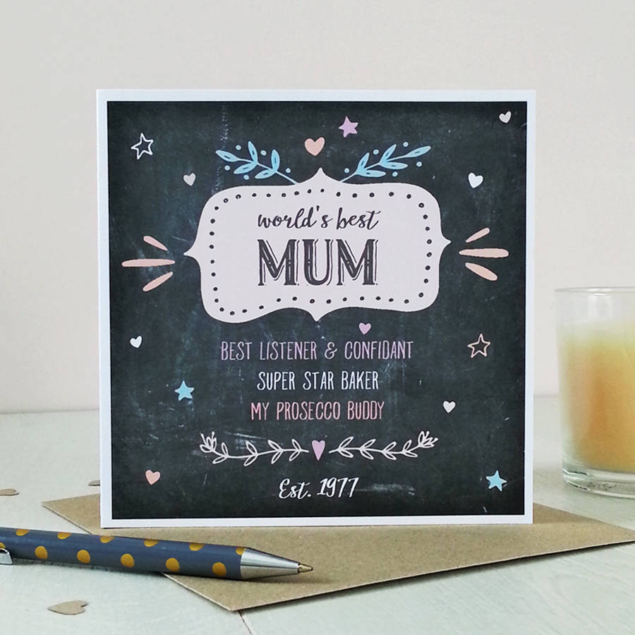 Worlds Best Mum Personalised Card By Cloud 9 Design