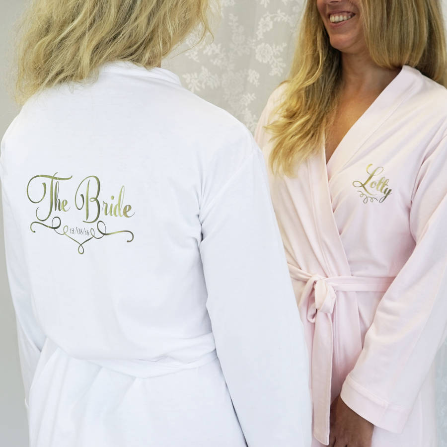 personalised wedding dressing gown for the bride by sparks and