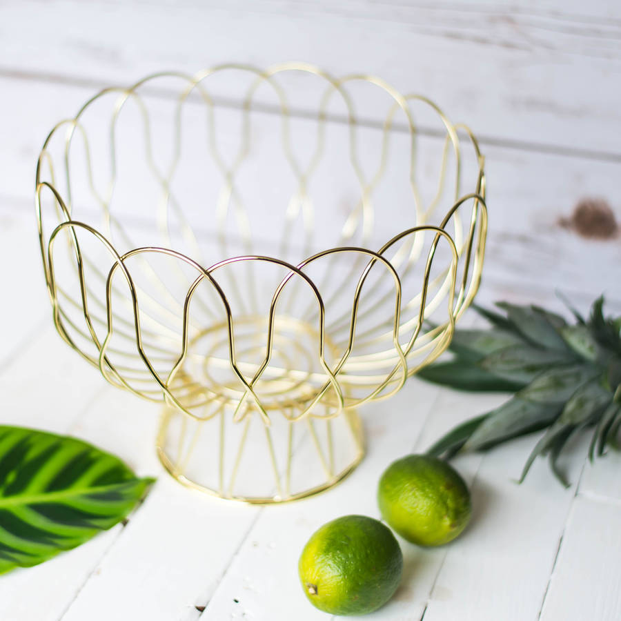 gold wire fruit basket by iamia