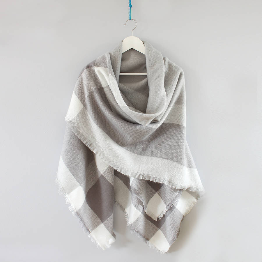 personalised check blanket scarf shawl by studio hop