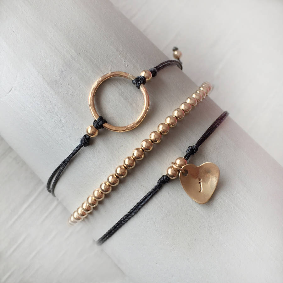 9ct gold beaded stack friendship bracelet by silver stuff jewellery