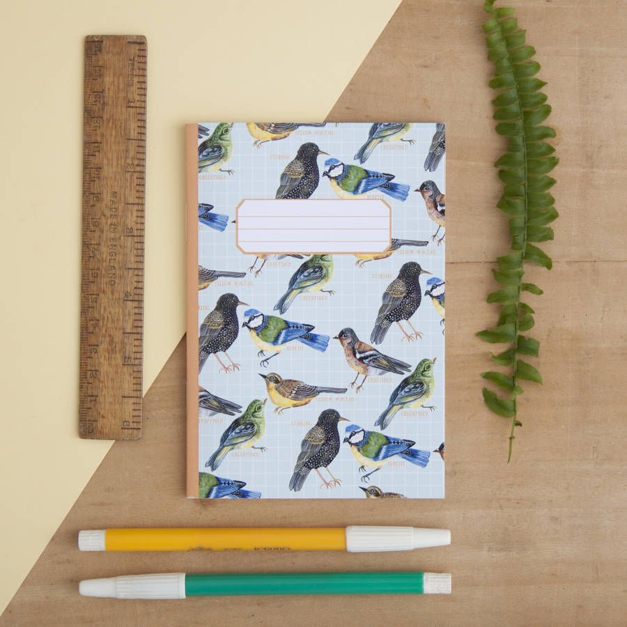 british garden birds print pocket notebook by little paisley designs