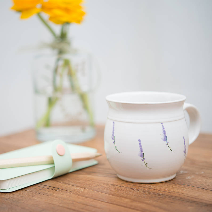 handmade lavender tea cup by terry pottery